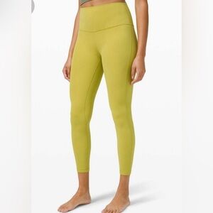 Lululemon Align High-Rise HR Pant 25" Double lined Yellow Serpentine Size 10